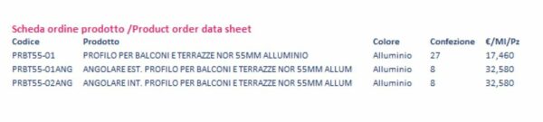 GOCCIOLATOIO NOR PER TERRAZZE IN ALLUMINIO