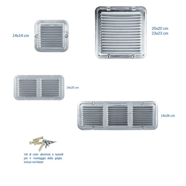 GRIGLIA AEREAZIONE IN ALLUMINIO VARIE FORME